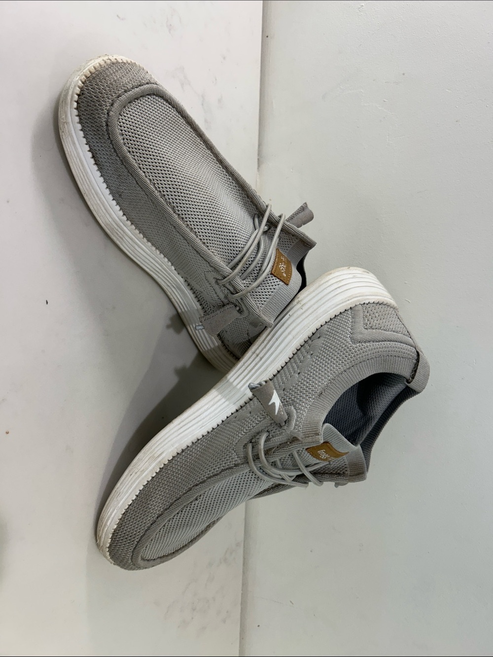 Like “Hey Dudes”- Grey Knit Casual Lace-Up Sneakers